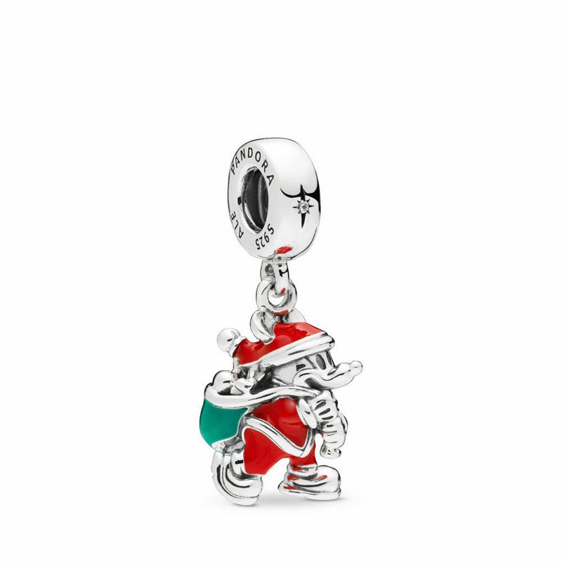 Pandora Disney Santa Mickey & Gift Bag Dangle Charm Outlet NZ, Sterling Silver (807621-YNU)